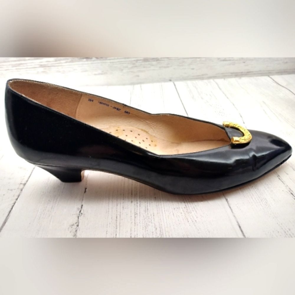 Celine Paris France Black Patent Leather Pumps Shoes Womens Vintage Authentic - Picture 7 of 16